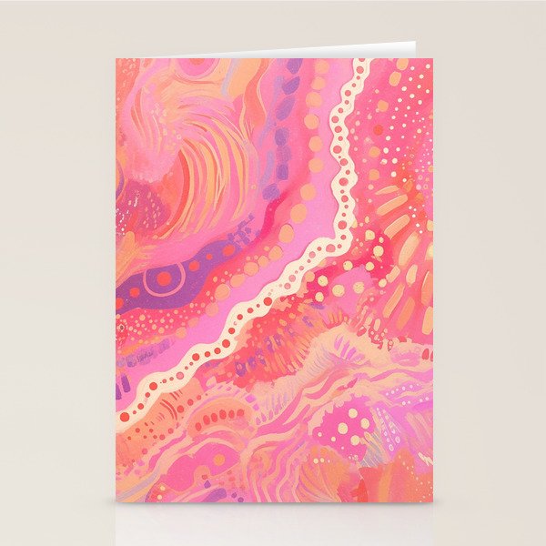 Vibrant Abstract Coral Swirl Pattern with Pink and Peach Accents Stationery Card Gallery Image 2