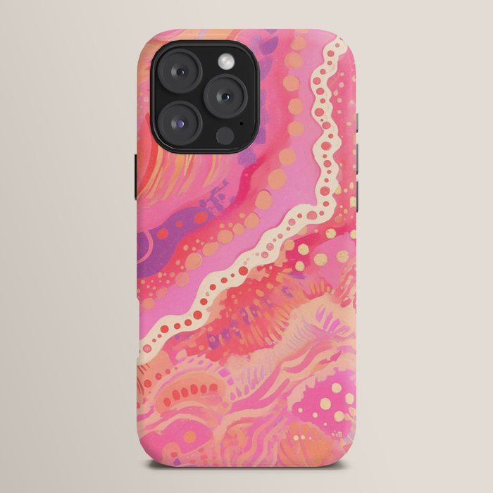 Vibrant Abstract Coral Swirl Pattern with Pink and Peach Accents iPhone Case Gallery Image 16