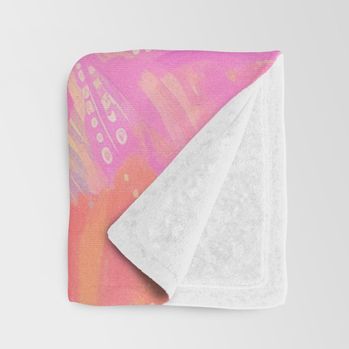 Vibrant Abstract Coral Swirl Pattern with Pink and Peach Accents Throw Blanket Gallery Image 3