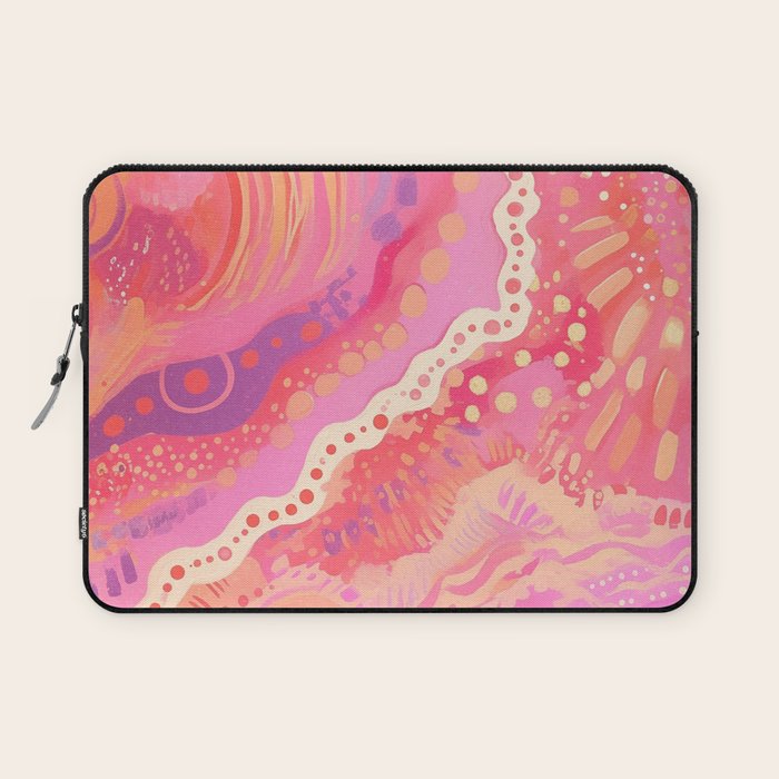 Vibrant Abstract Coral Swirl Pattern with Pink and Peach Accents Laptop Sleeve Gallery Image 1