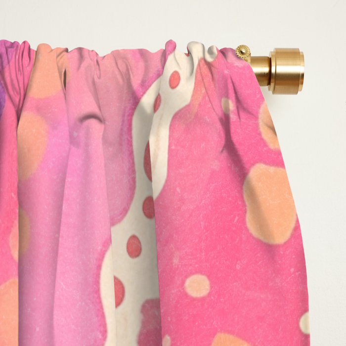 Vibrant Abstract Coral Swirl Pattern with Pink and Peach Accents Window Curtain Gallery Image 2
