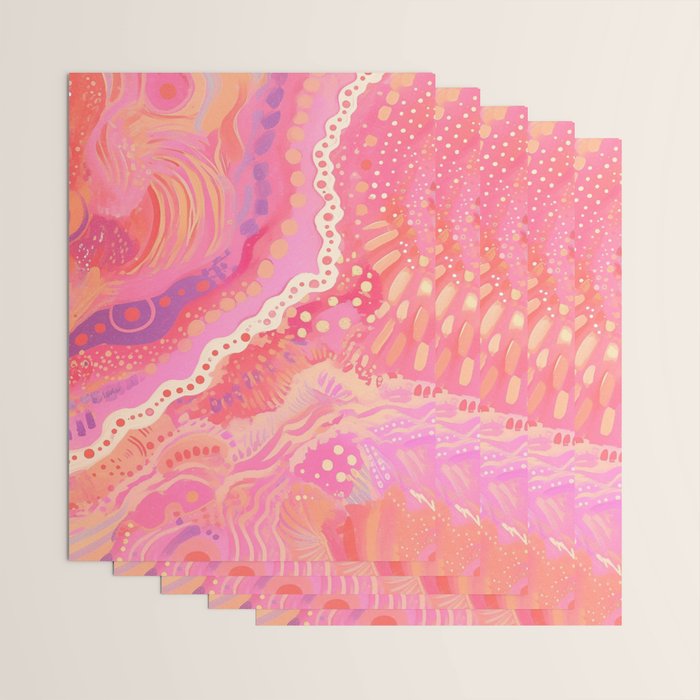 Vibrant Abstract Coral Swirl Pattern with Pink and Peach Accents Wrapping Paper Gallery Image 3