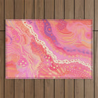 Vibrant Abstract Coral Swirl Pattern with Pink and Peach Accents Outdoor Rug Gallery Image 1