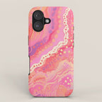 Vibrant Abstract Coral Swirl Pattern with Pink and Peach Accents iPhone Case Gallery Image 1