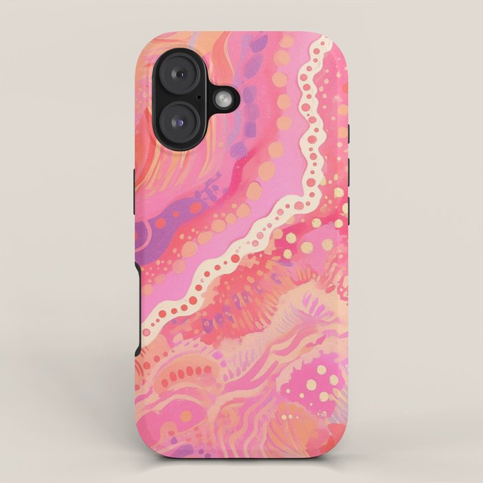 Vibrant Abstract Coral Swirl Pattern with Pink and Peach Accents iPhone Case Gallery Image 1