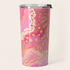 Vibrant Abstract Coral Swirl Pattern with Pink and Peach Accents Travel Mug Gallery Image 2