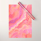 Vibrant Abstract Coral Swirl Pattern with Pink and Peach Accents Wrapping Paper Gallery Image 1
