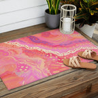 Vibrant Abstract Coral Swirl Pattern with Pink and Peach Accents Outdoor Rug Gallery Image 2