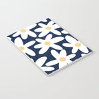 Daisy Time Floral Pattern Navy Blue White Yellow-Beige  Notebook Gallery Image 3