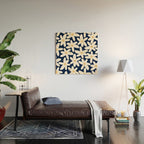 Daisy Time Floral Pattern Navy Blue White Yellow-Beige  Wood Wall Art Gallery Image 2