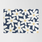 Daisy Time Floral Pattern Navy Blue White Yellow-Beige  Rug Gallery Image 2