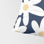 Daisy Time Floral Pattern Navy Blue White Yellow-Beige  Pillow Sham Gallery Image 4