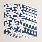 Daisy Time Floral Pattern Navy Blue White Yellow-Beige  Wrapping Paper Gallery Image 3