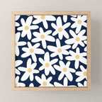 Daisy Time Floral Pattern Navy Blue White Yellow-Beige  Mini Art Print Gallery Image 1
