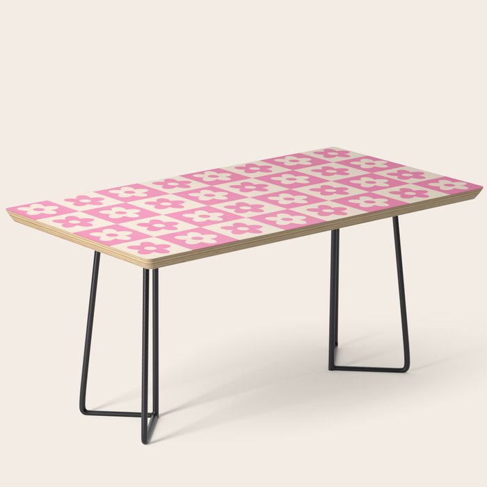 90s checkers flowers cream and pink Coffee Table Gallery Image 1