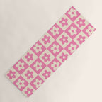 90s checkers flowers cream and pink Yoga Mat Gallery Image 1