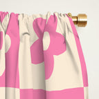 90s checkers flowers cream and pink Window Curtain Gallery Image 2