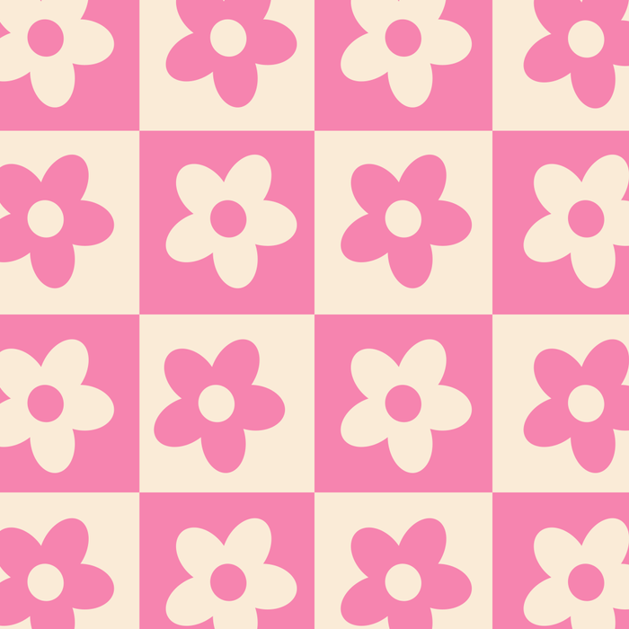 90s checkers flowers cream and pink Coffee Mug Gallery Image 2