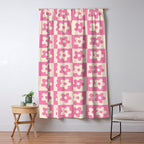 90s checkers flowers cream and pink Window Curtain Gallery Image 5