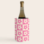 90s checkers flowers cream and pink Wine Chiller Gallery Image 3