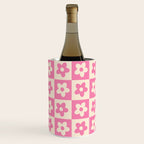 90s checkers flowers cream and pink Wine Chiller Gallery Image 1