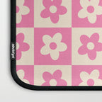 90s checkers flowers cream and pink Laptop Sleeve Gallery Image 3