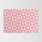 90s checkers flowers cream and pink Rug Gallery Image 2