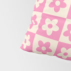 90s checkers flowers cream and pink Pillow Sham Gallery Image 4