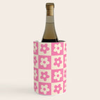 90s checkers flowers cream and pink Wine Chiller Gallery Image 2
