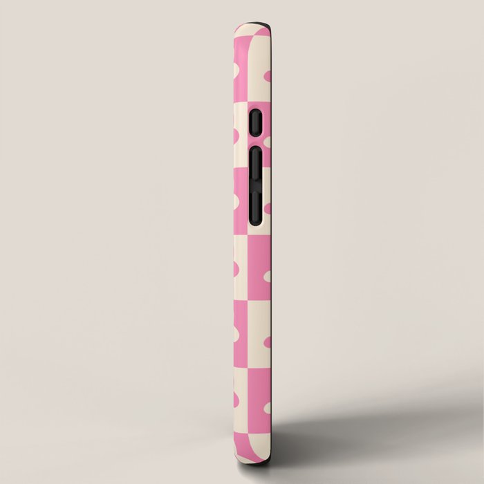90s checkers flowers cream and pink iPhone Case Gallery Image 2