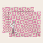 90s checkers flowers cream and pink Placemat Gallery Image 1