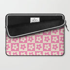 90s checkers flowers cream and pink Laptop Sleeve Gallery Image 2