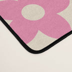 90s checkers flowers cream and pink Desk Mat Gallery Image 4