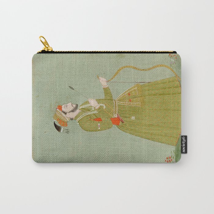Jahangir's Son Antique Indian Miniature Painted Illustration Carry All Pouch Gallery Image 1