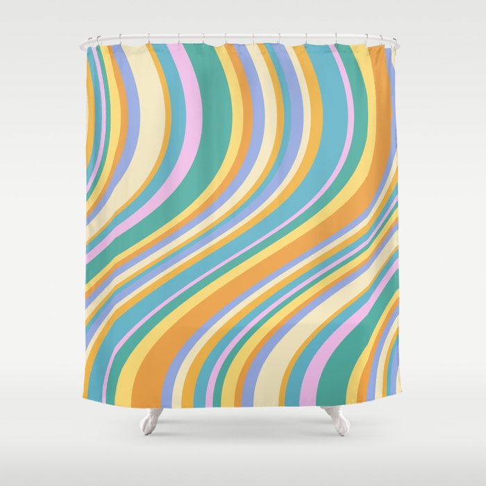 Wavy Stripes XXIV - 90s Summer Shower Curtain Gallery Image 1