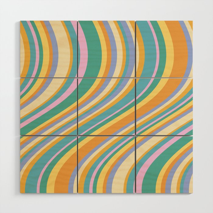 Wavy Stripes XXIV - 90s Summer Wood Wall Art Gallery Image 1