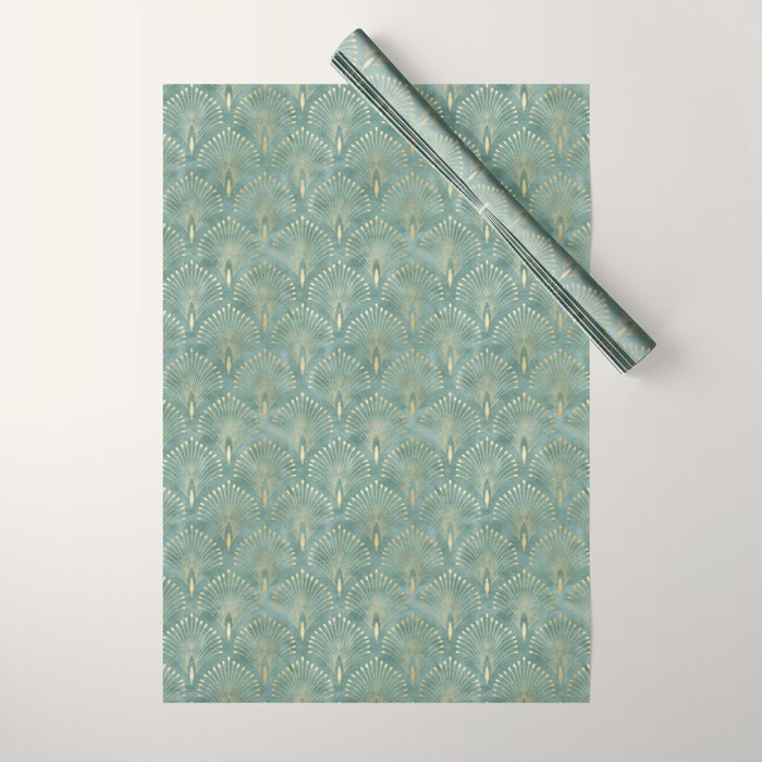 Art Deco, Decorative Leaf Pattern Wrapping Paper Gallery Image 1