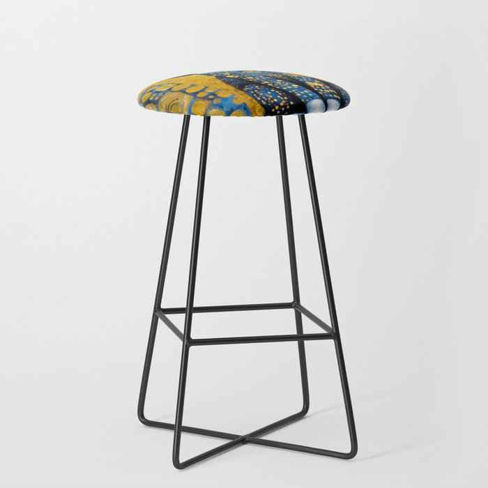 Gustav Klimt Style Kitten with Blue and Gold Dress Stool Gallery Image 1