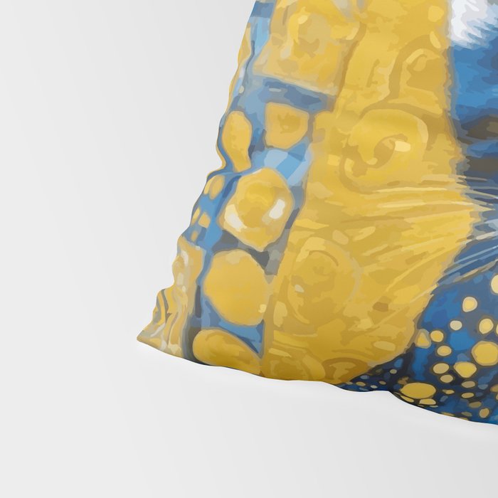 Gustav Klimt Style Kitten with Blue and Gold Dress Pillow Sham Gallery Image 4