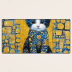 Gustav Klimt Style Kitten with Blue and Gold Dress Desk Mat Gallery Image 3