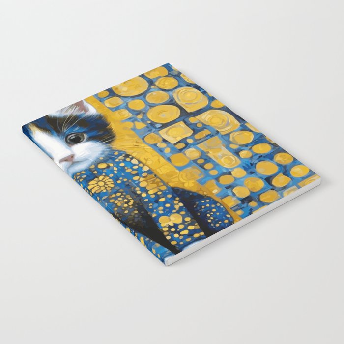 Gustav Klimt Style Kitten with Blue and Gold Dress Notebook Gallery Image 2