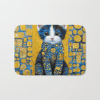Gustav Klimt Style Kitten with Blue and Gold Dress Bath Mat Gallery Image 1