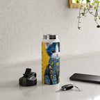 Gustav Klimt Style Kitten with Blue and Gold Dress Water Bottle Gallery Image 4