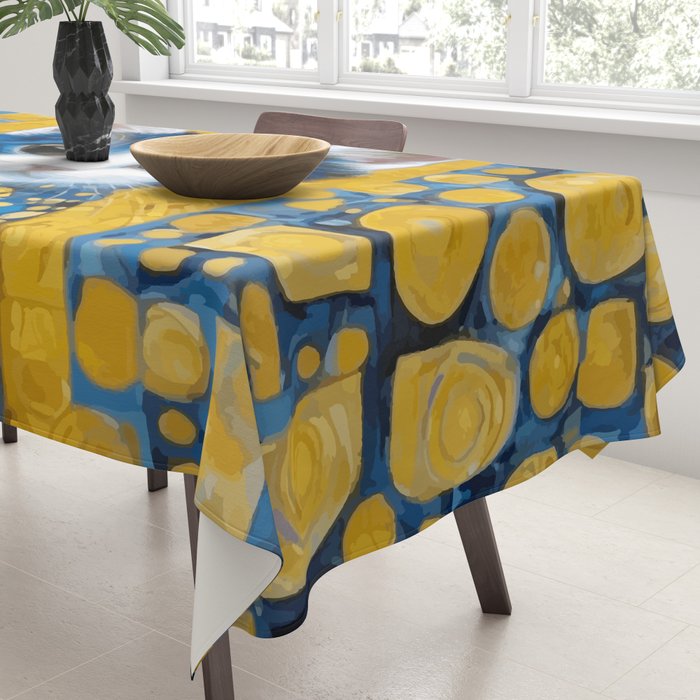 Gustav Klimt Style Kitten with Blue and Gold Dress Tablecloth Gallery Image 3