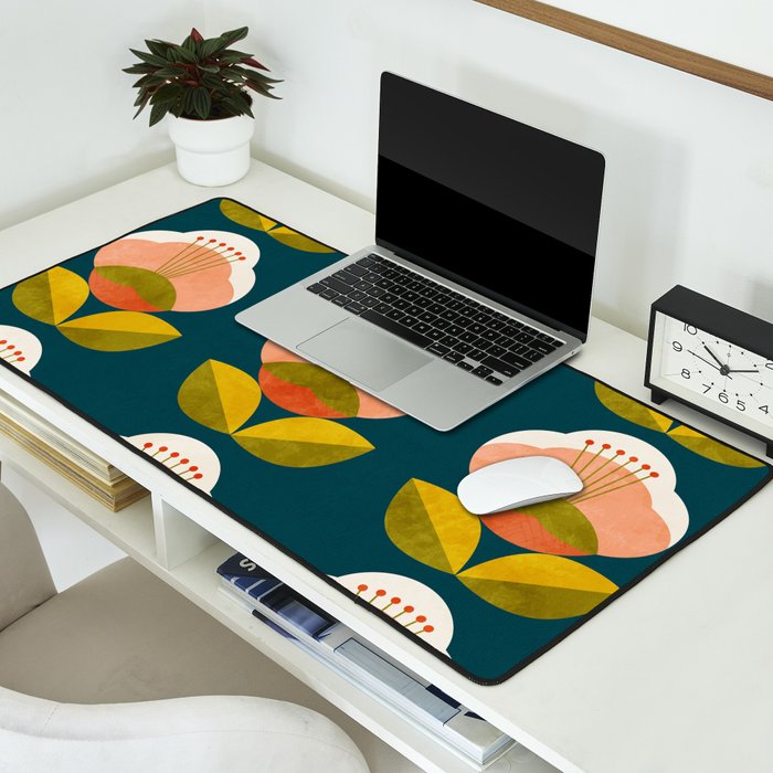 retro midcentury flower Desk Mat Gallery Image 2