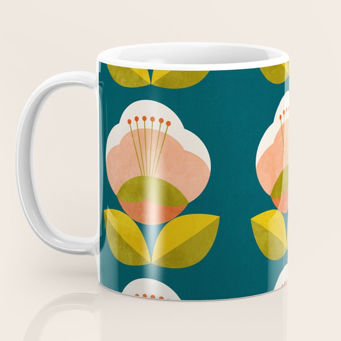 retro midcentury flower Coffee Mug Gallery Image 3