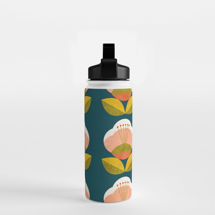 retro midcentury flower Water Bottle Gallery Image 2