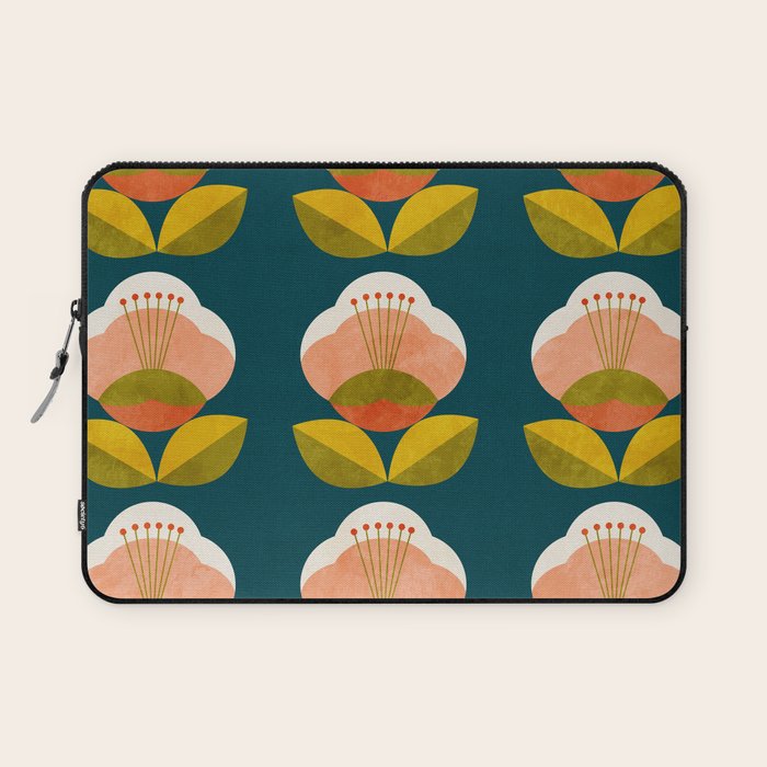 retro midcentury flower Laptop Sleeve Gallery Image 1