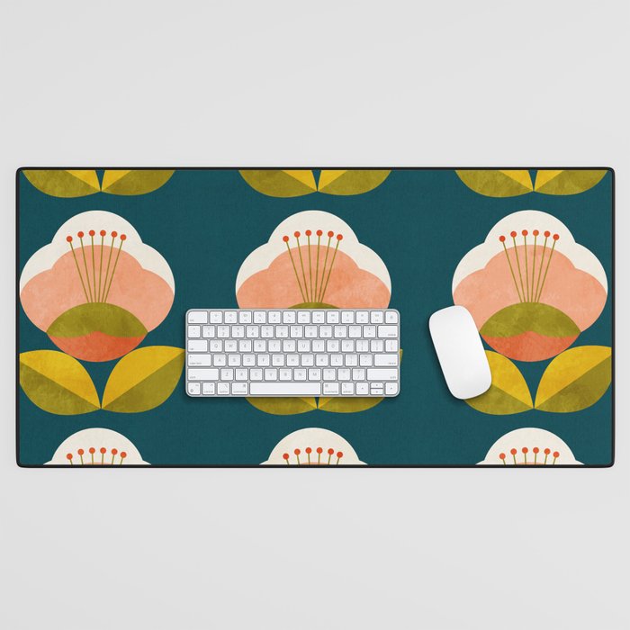 retro midcentury flower Desk Mat Gallery Image 1