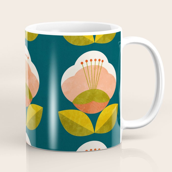 retro midcentury flower Coffee Mug Gallery Image 1